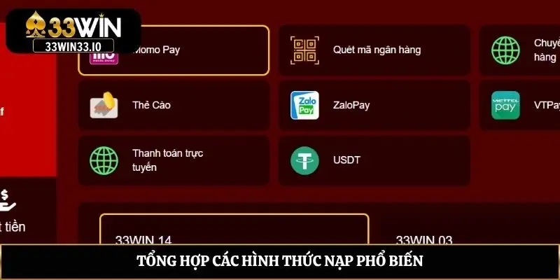 Tổng hợp các hình thức nạp phổ biến