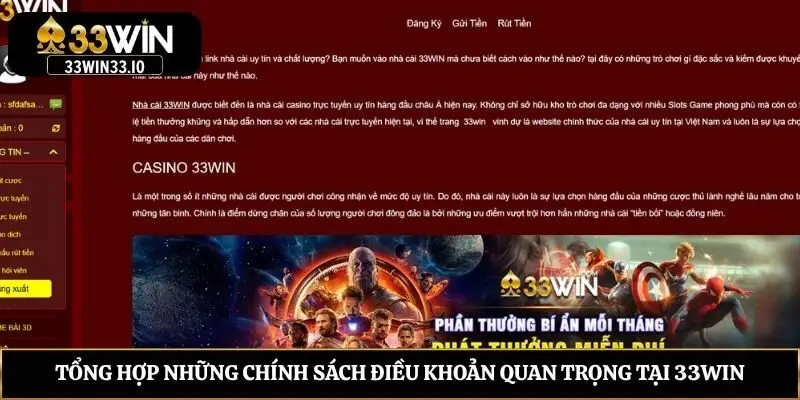 33win - Sân Chơi Uy Tín Nhận Thưởng Lớn Mới Nhất 2026 Tổng hợp những chính sách điều khoản quan trọng tại 33win